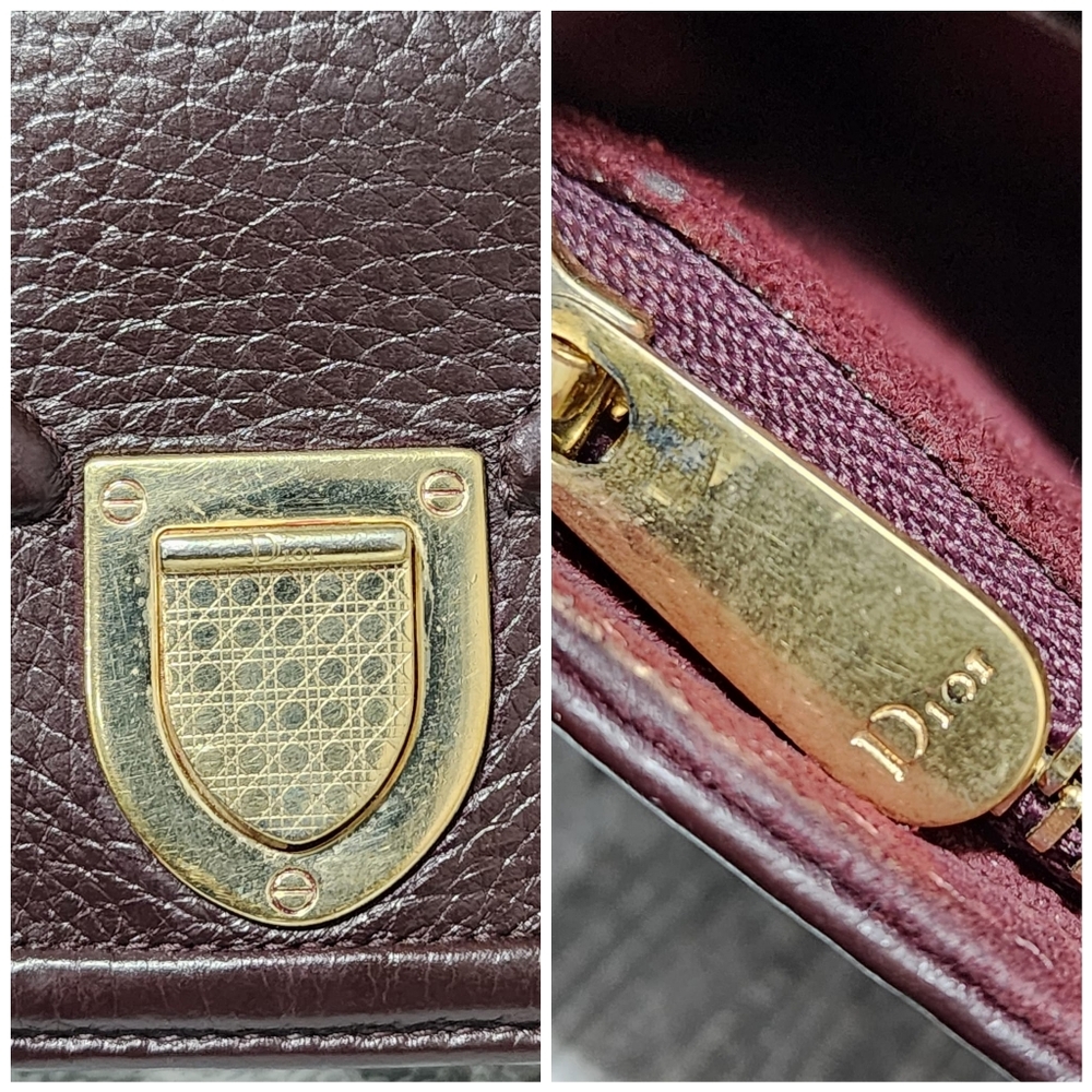 CHRISTIAN DIOR Grained Calfskin Leather Diorama Crossbody Bag Dark Burgundy - Picture 9 of 16
